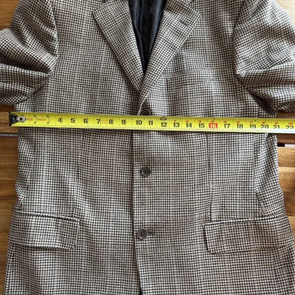 Salvatore‎ Ferragamo Mens Houndstooth Blazer Brown Tan Made in Italy Sport Coat